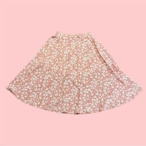 Women's Floral Circle Skirt in Blush Pink